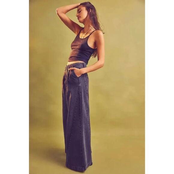 We The Free Equinox Black Gray Wide Leg Denim Trouser Jean Size 26 - Picture 1 of 10